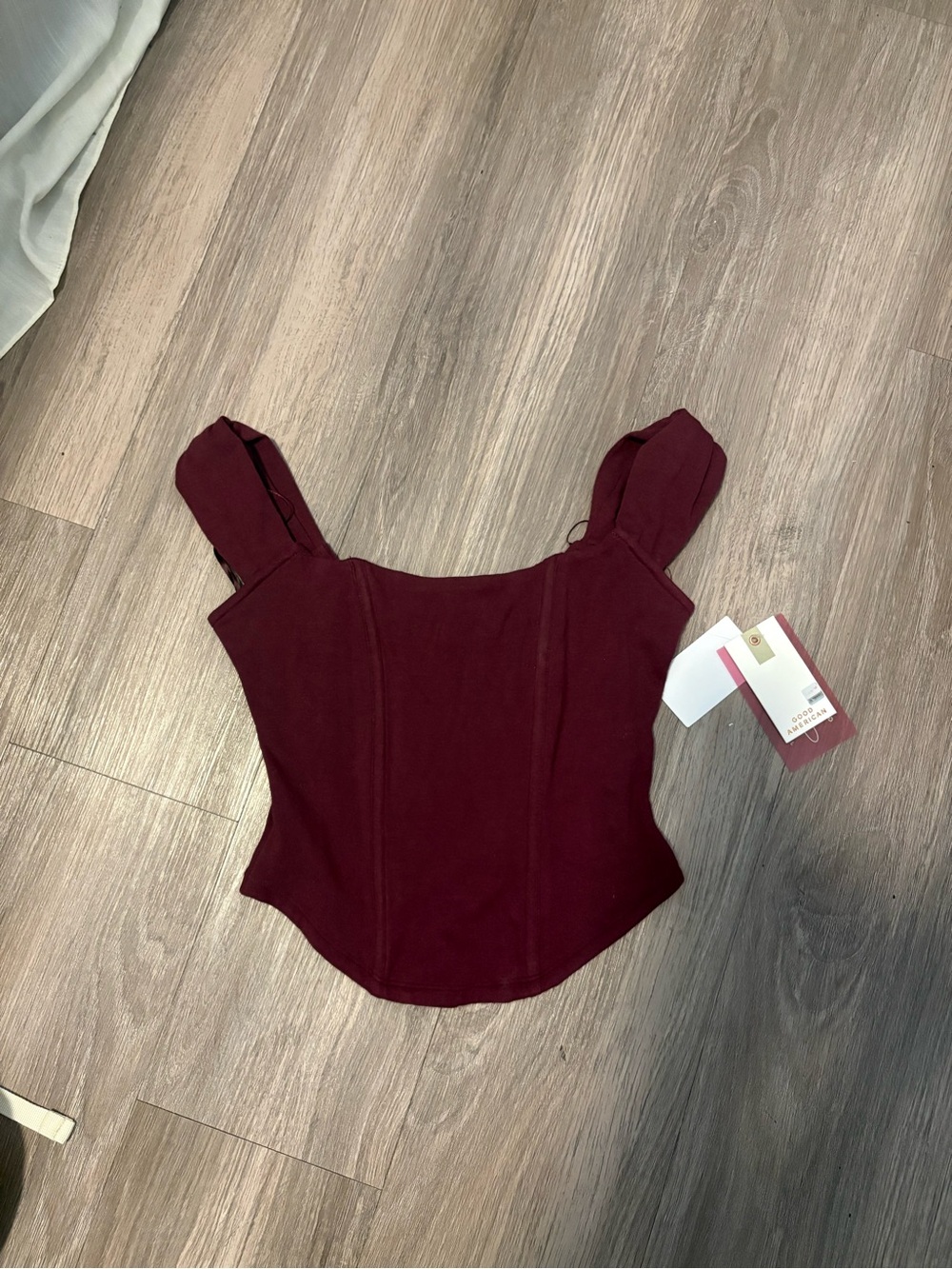 Good American Burgundy Square-Neck Corset Top